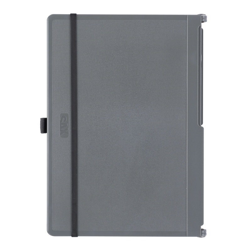 Clipboard składany SAX, PP, A5/A4, z met. klipsem, z gumką i uchwytem na długopis, szary