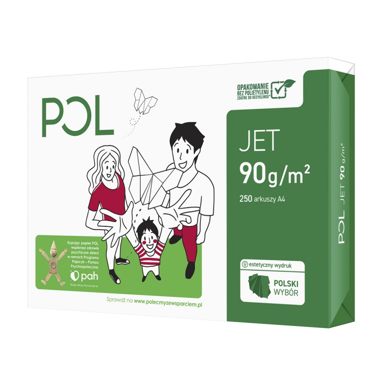 Papier kserograficzny IP POL JET, A4, klasa A, 166CIE, 90gsm, 250ark.