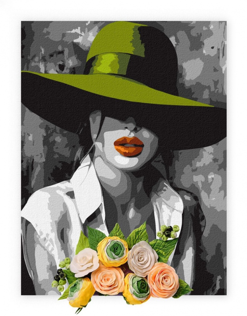 Malowanie po numerach IDEYKA&OCTO, 30x40cm, z glinką, kobieta w kapeluszu, 1 szt.