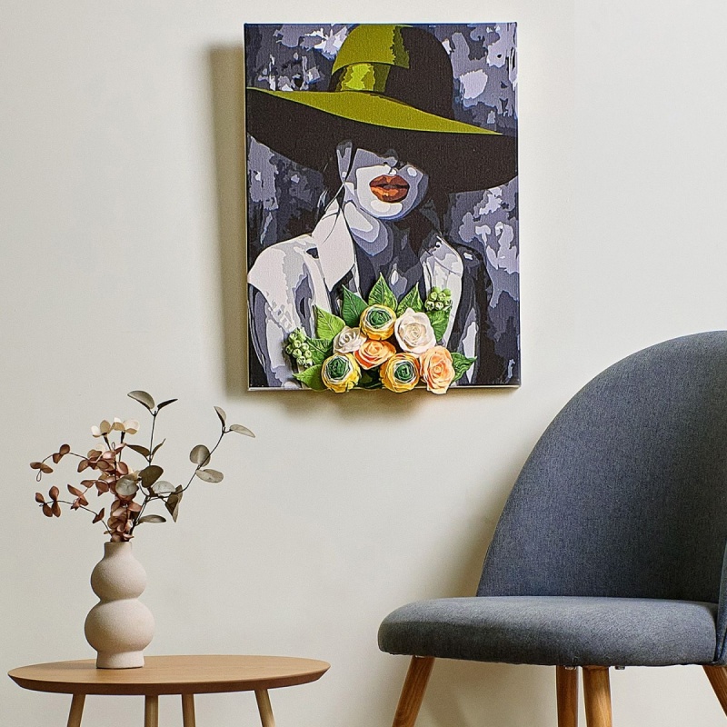 Malowanie po numerach IDEYKA&OCTO, 30x40cm, z glinką, kobieta w kapeluszu, 1 szt.