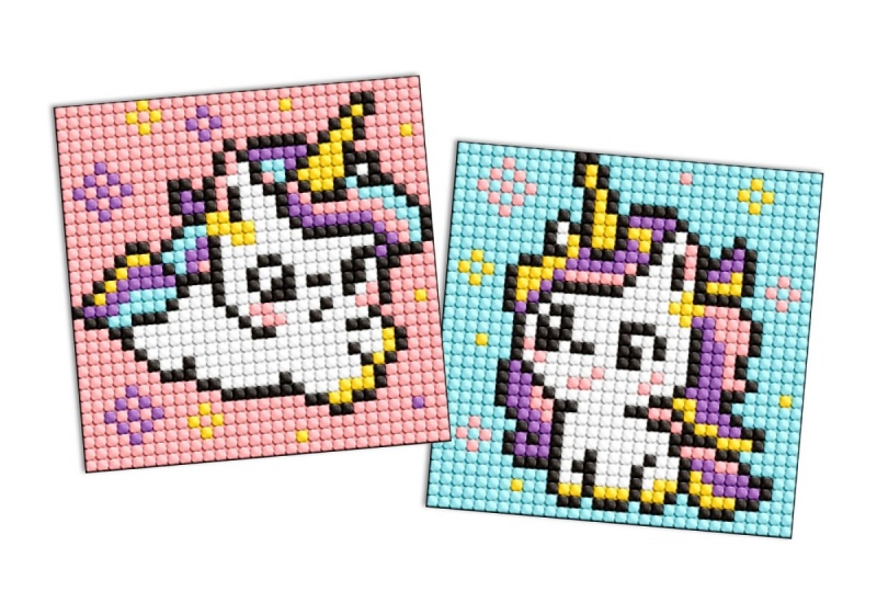 Diamentowa mozaika na magnesie IDEYKA, 9x9 cm, kids, dwa jednorożce, 2 szt.