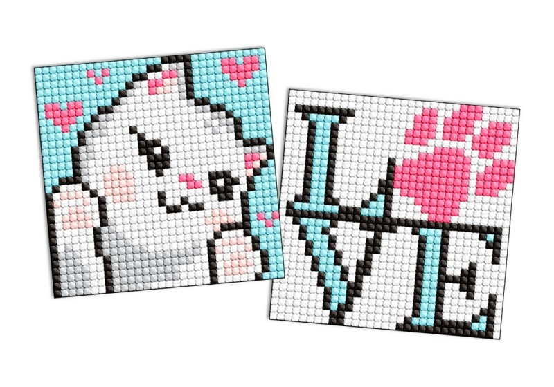 Diamentowa mozaika na magnesie IDEYKA, 9x9 cm, kids, uroczy kotek, 2 szt.