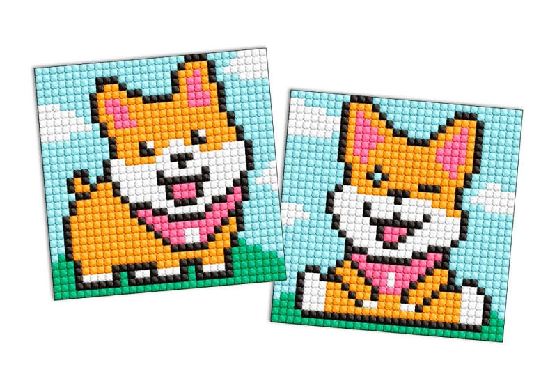Diamentowa mozaika na magnesie IDEYKA, 9x9 cm, kids, zabawne psy, 2 szt.