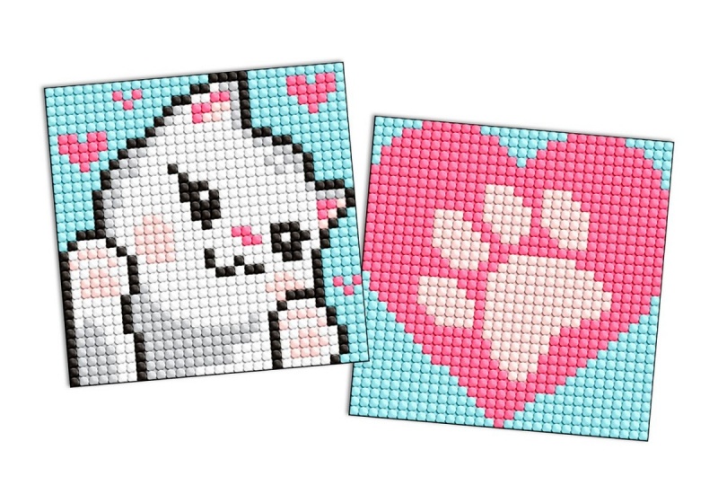 Diamentowa mozaika na naklejce IDEYKA, 9x9 cm, kids, białe łapy, 2 szt.