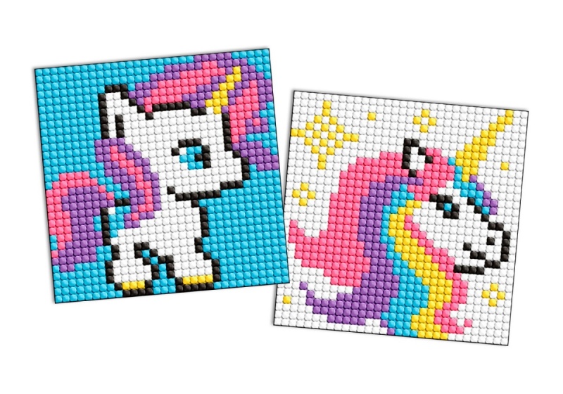 Diamentowa mozaika na naklejce IDEYKA, 9x9 cm, kids, jednorożec, 2 szt.