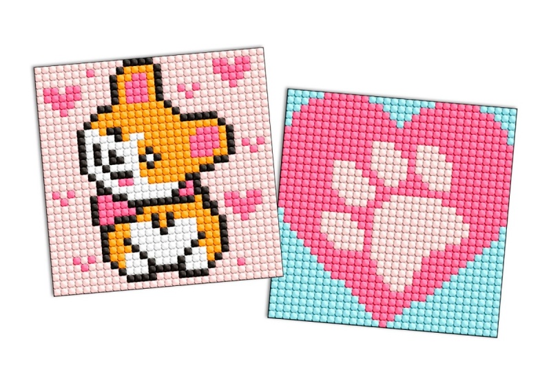 Diamentowa mozaika na naklejce IDEYKA, 9x9 cm, kids, corgi, 2 szt.
