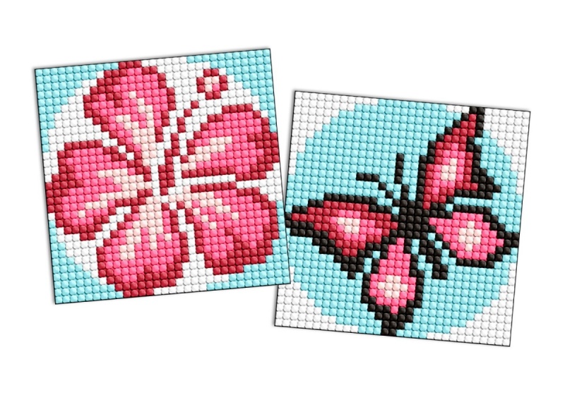 Diamentowa mozaika na naklejce IDEYKA, 9x9 cm, kids, kolor różowy, 2 szt.