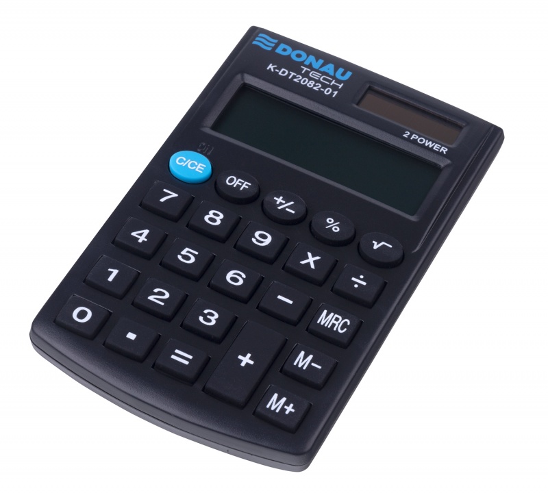 Kalkulator kieszonkowy DONAU TECH, 8-cyfr. wyświetlacz, wym. 97x60x10 mm, czarny