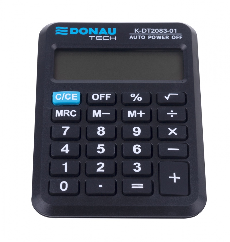 Kalkulator kieszonkowy DONAU TECH, 8-cyfr. wyświetlacz, wym. 89x58x11 mm, czarny