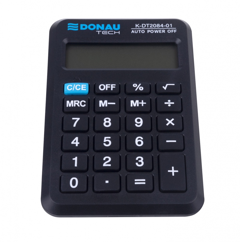 Kalkulator kieszonkowy DONAU TECH, 8-cyfr. wyświetlacz, wym. 97x62x11 mm, czarny