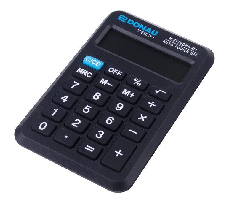 Kalkulator kieszonkowy DONAU TECH, 8-cyfr. wyświetlacz, wym. 97x62x11 mm, czarny