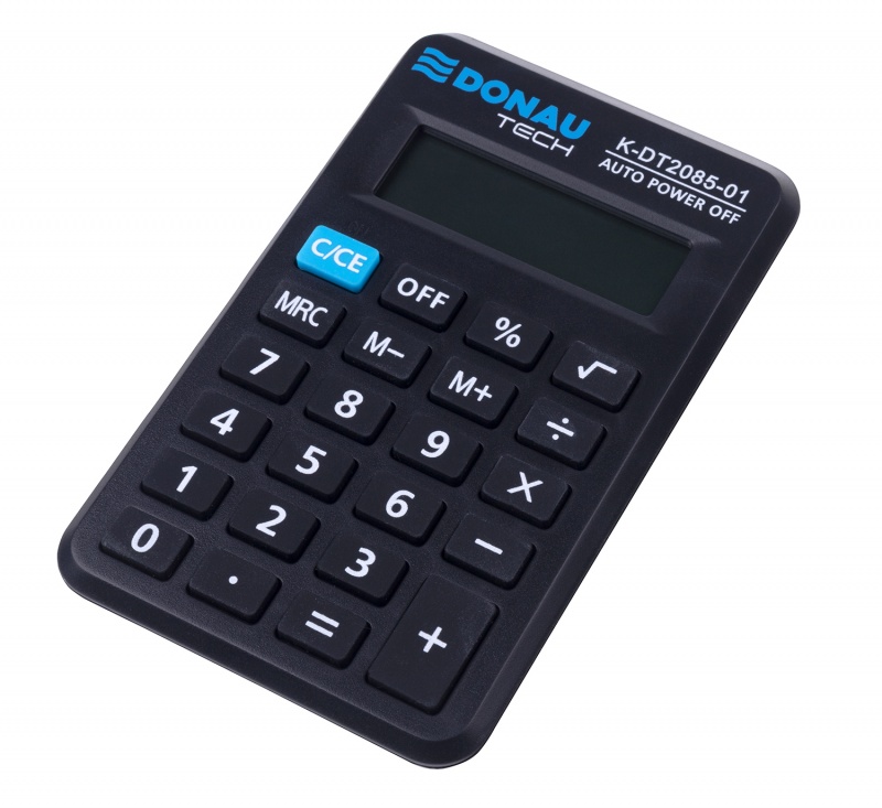 Kalkulator kieszonkowy DONAU TECH, 8-cyfr. wyświetlacz, wym. 114x69x19 mm, czarny