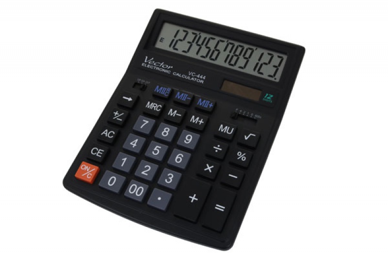 Kalkulator biurowy, VECTOR, KAV VC-444,12-cyfrowy154x200mm,czarny