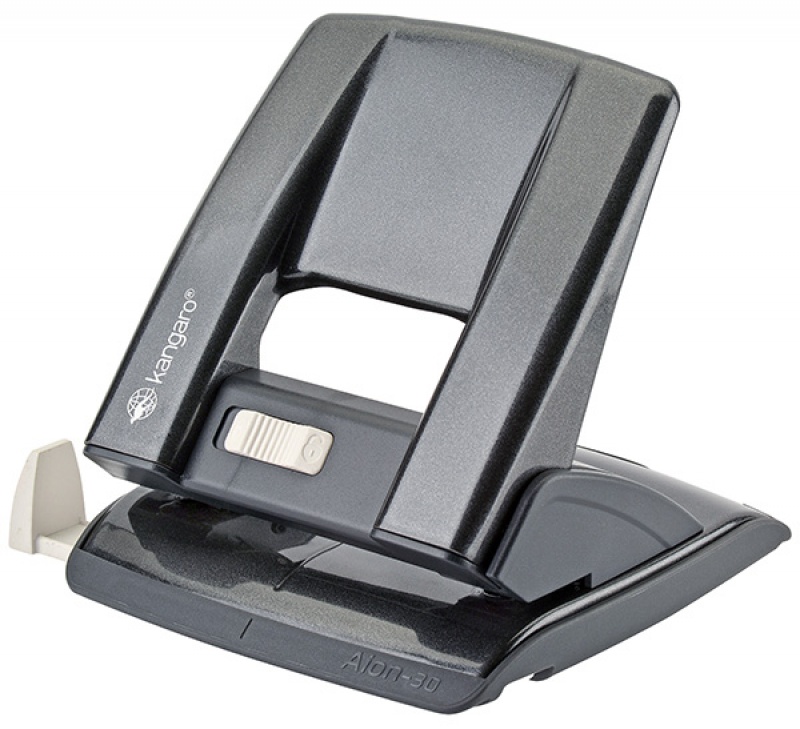 Dziurkacz KANGARO Aion-30, dziurkuje do 30 kartek, metalowy, metaliczny szary