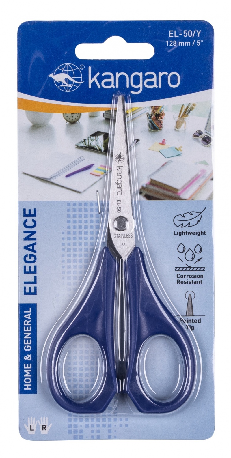 Nożyczki klasyczne KANGARO, 13 cm, blister, mix kolorów