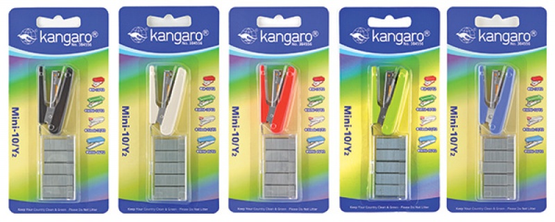 Zszywacz KANGARO Mini-10/Y2+zszywki, zszywa do 10 kartek, blister, mix kolorów