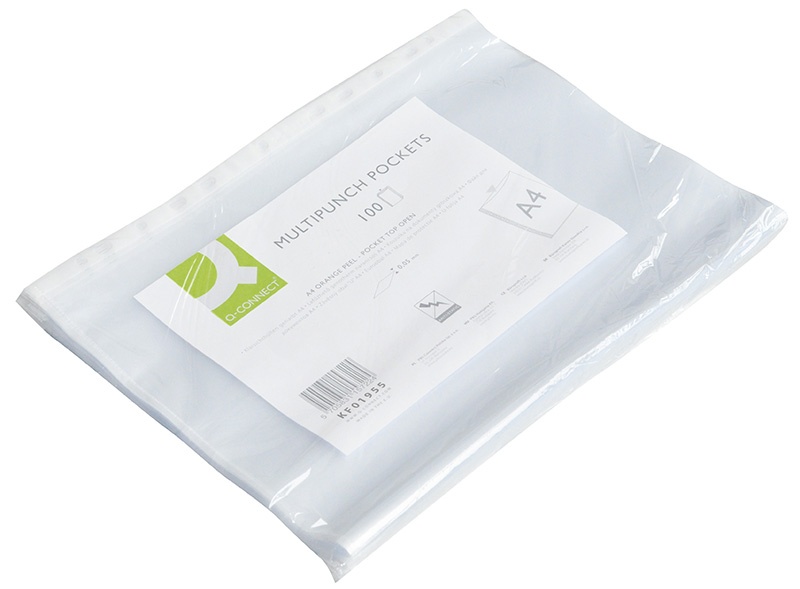 Koszulki na dokumenty Q-CONNECT, PP, A4, groszkowe, 50mikr., 100szt.