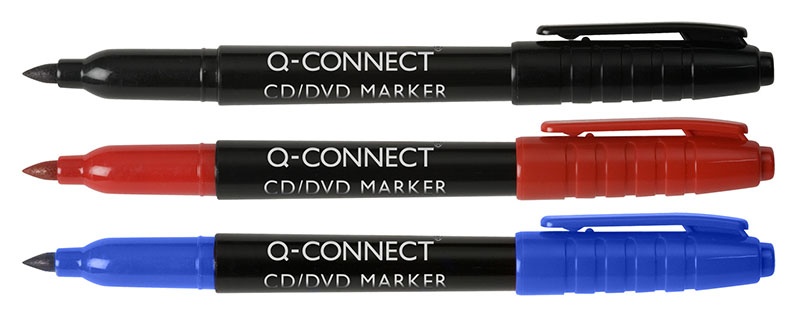 Marker do płyt CD/DVD Q-CONNECT, 1mm (linia), czarny