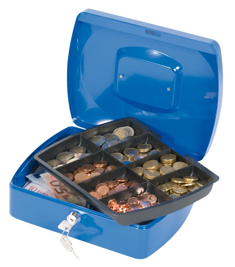 Kasetka na pieniądze Q-CONNECT, duża, 255x85x200mm, niebieska