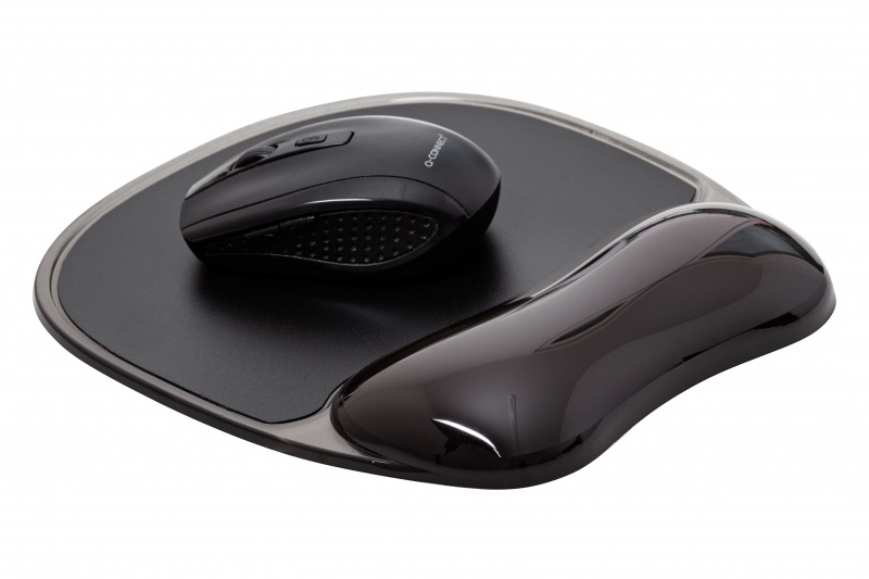Podkładka pod mysz Q-CONNECT, żelowa, z podparciem dla nadgarstka, czarna q-connect_ergonomia