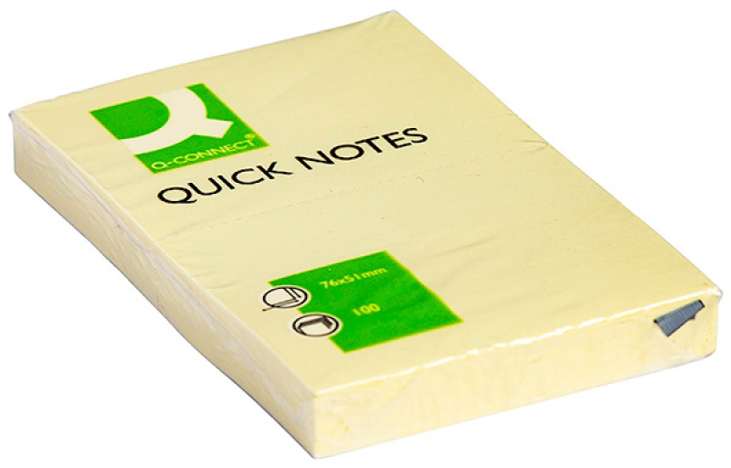 Bloczek samoprzylepny Q-CONNECT, 51x76mm, 1x100 kart., jasnożółty