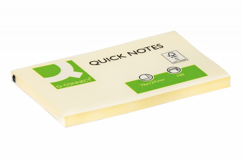 Bloczek samoprzylepny Q-CONNECT, 127x76mm, 1x100 kart., jasnożółty