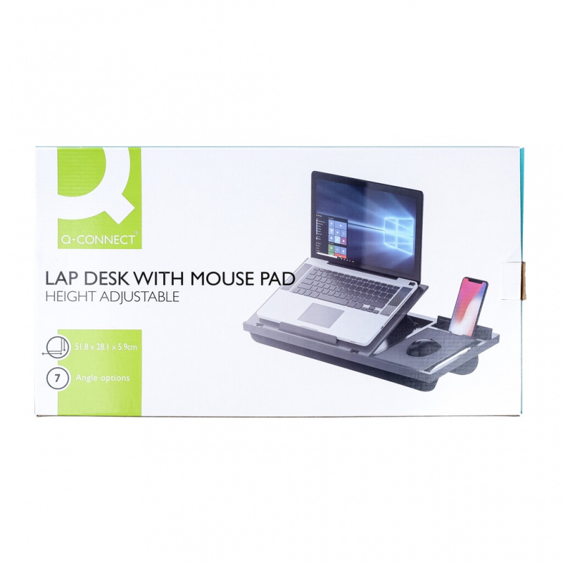 Podstawa pod laptopa z podkładką pod mysz Q-CONNECT, 51,8 x 28,1 x 5,9 cm, czarna q-connect_ergonomia