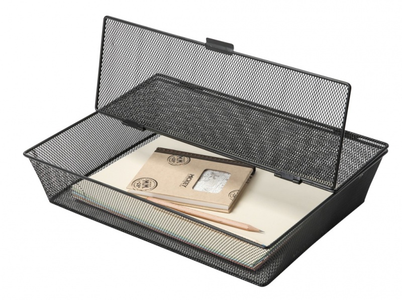 Pojemnik na dokumenty Q-CONNECT Office Set, metalowy, A4,  zamykany, czarny