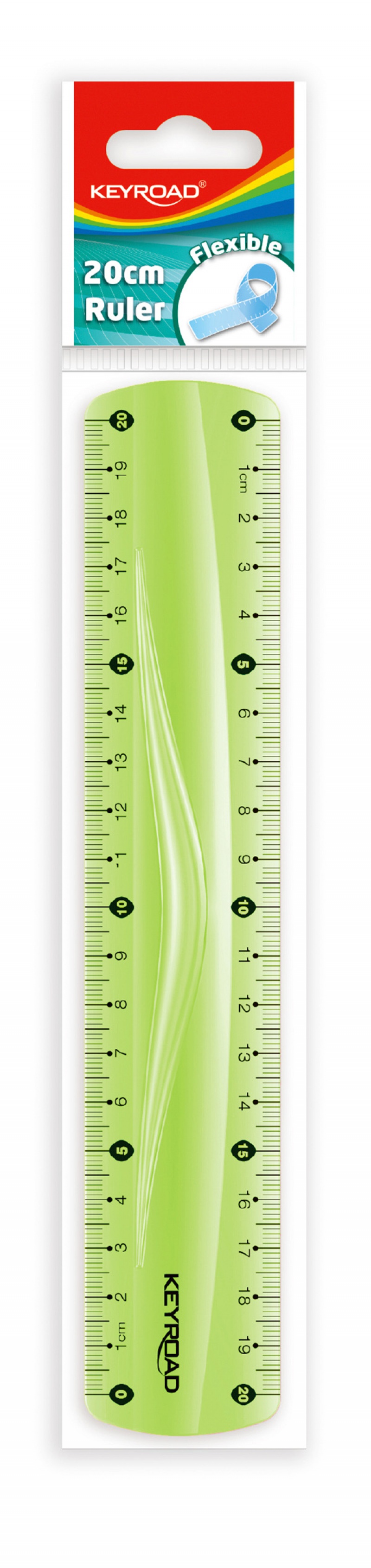 Linijka KEYROAD, 30cm, elastyczna, zawieszka, niebieska