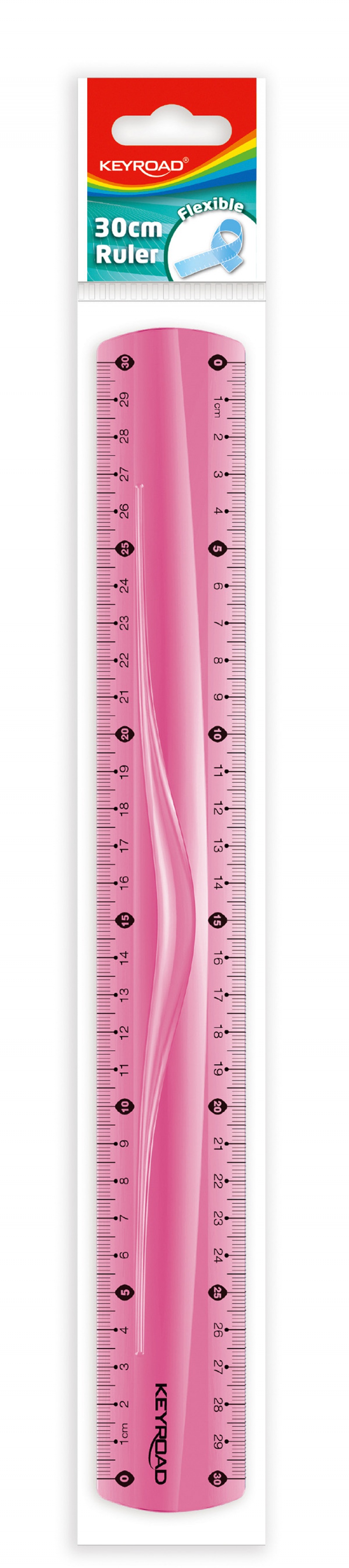 Linijka KEYROAD, 30cm, elastyczna, zawieszka, niebieska