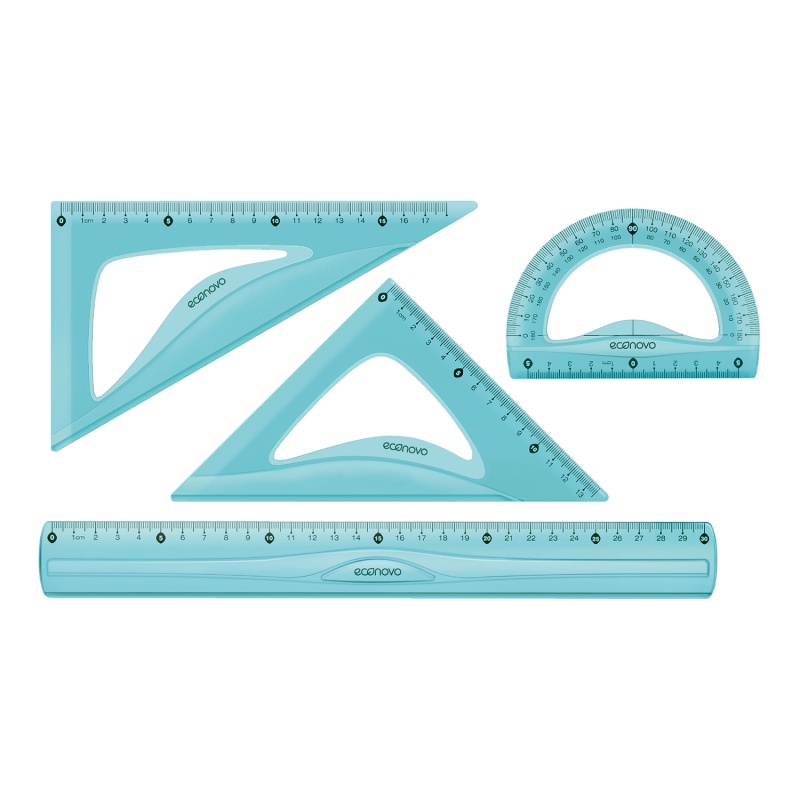 Zestaw geometryczny KEYROAD, z linijką 30cm, 4 szt., mix kolorów