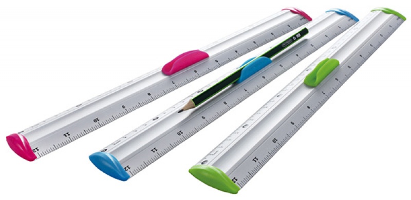 Linijka z uchwytem KEYROAD Measure Clip, 30 cm, pakowane na pakowane na displayuu, mix kolorów