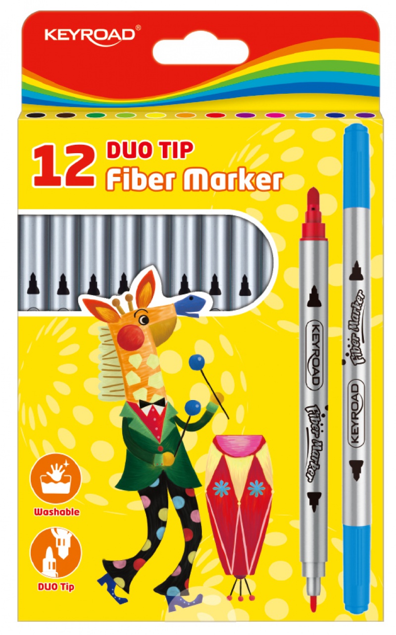 Flamastry KEYROAD Duo, 12szt., na zawieszce, mix kolorów
