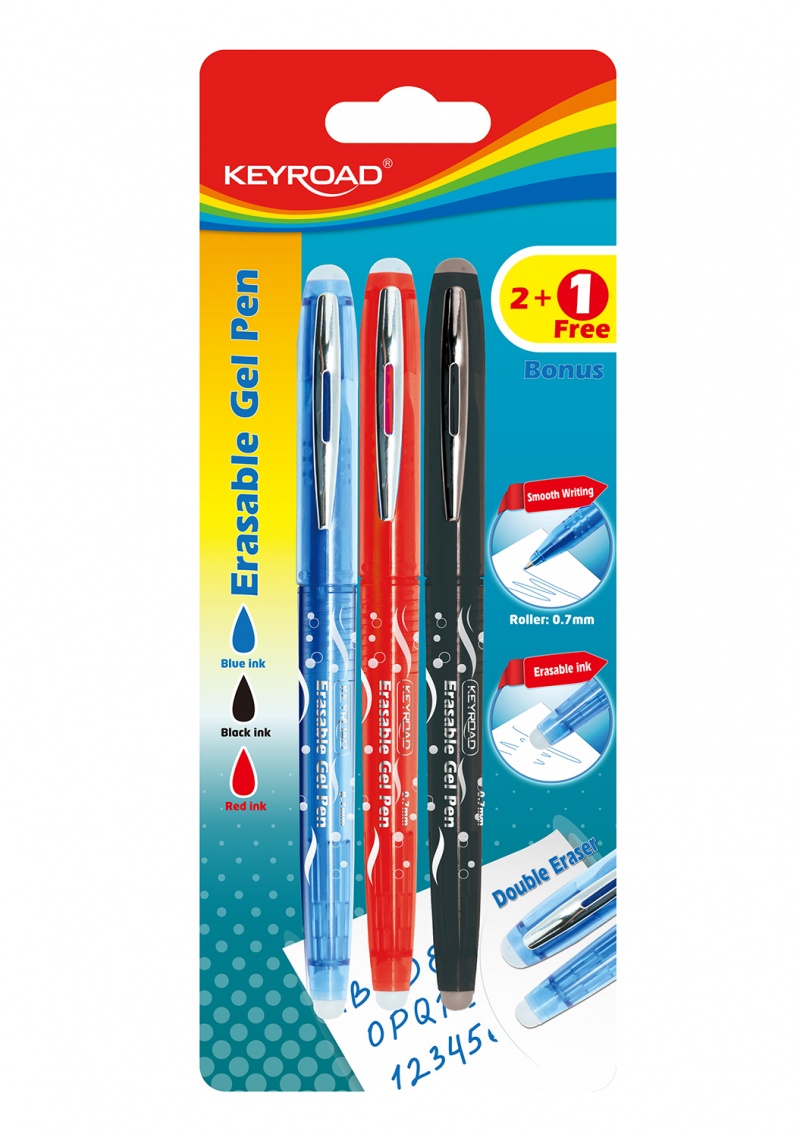 Długopis KEYROAD, 0,7mm, wymazywalny, dodatkowy wkład, blister, niebieski