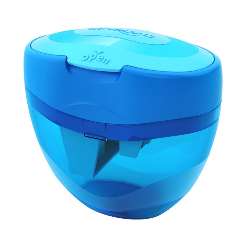 Temperówka KEYROAD Tri 3, plastikowa, potrójna, z pojemnikiem, pakowane na displayu, mix kolorów