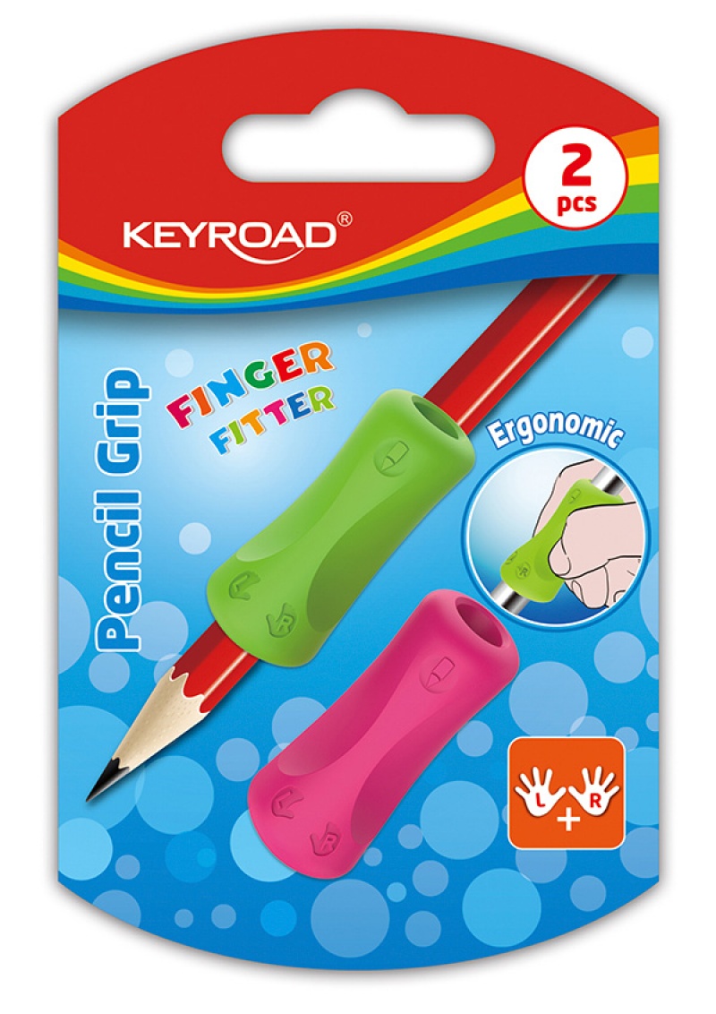 Gumka uniwersalna KEYROAD Pencil Grip, 2szt., blister, mix kolorów