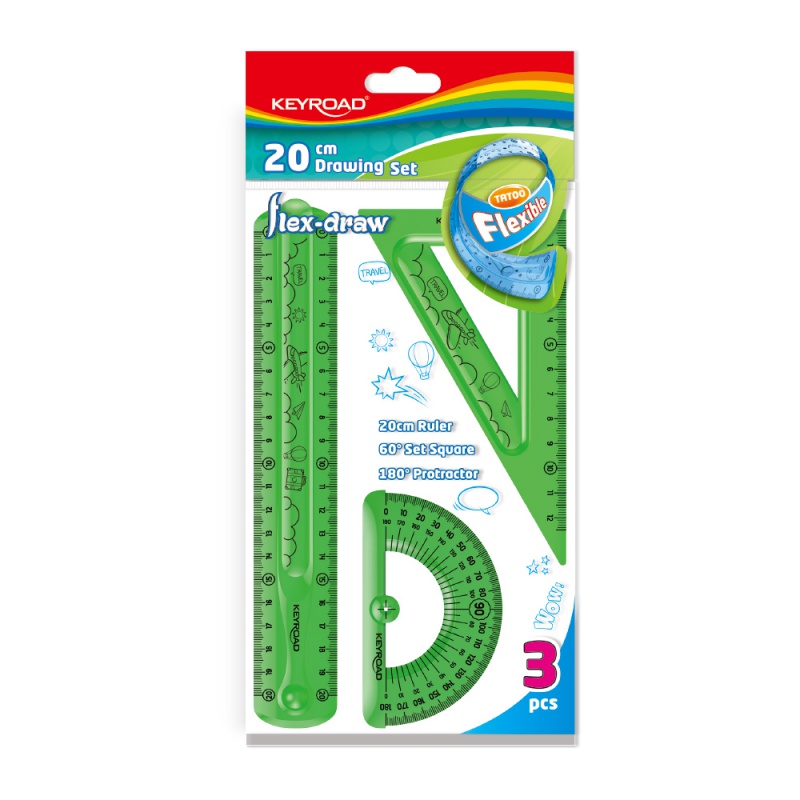 Zestaw geometryczny KEYROAD Flex-draw, z grafiką, zawieszka, mix kolorów