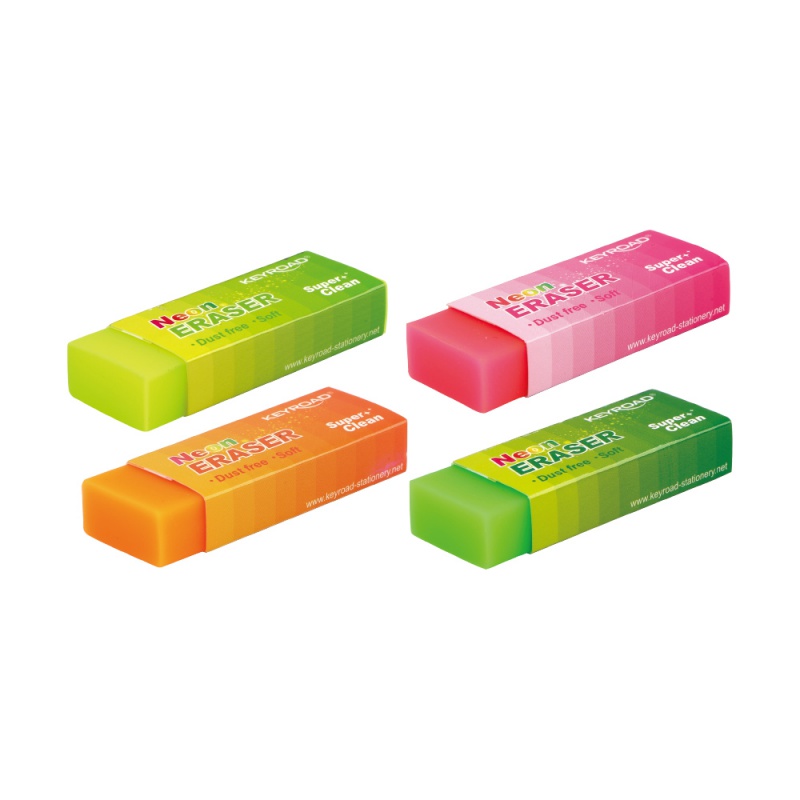 Gumka uniwersalna KEYROAD, neon, pakowane, na displayu, mix kolorów