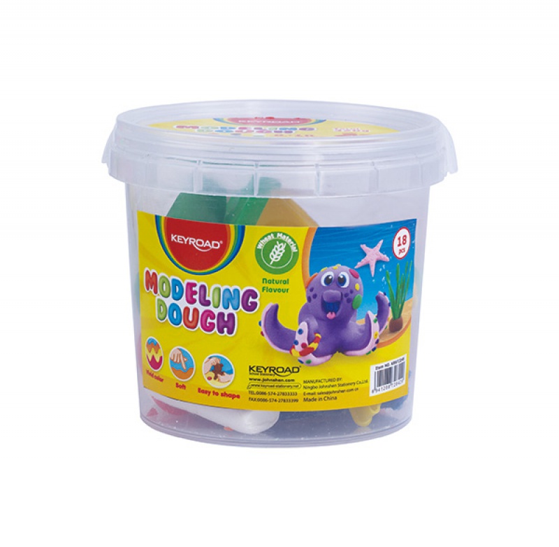 Modelina KEYROAD, 40g x 8szt, 10 foremek, w wiaderku, mix kolorów