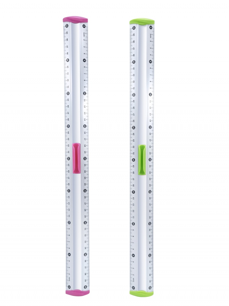 Linijka aluminiowa KEYROAD, z uchwytem na ołówek, 40cm, blister, mix kolorów
