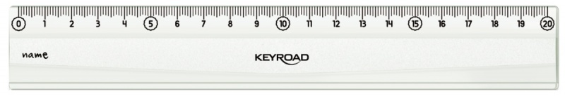 Linijka plastikowa KEYROAD Luminious, fluorescencyjna, 20cm, zawieszka, transparentna