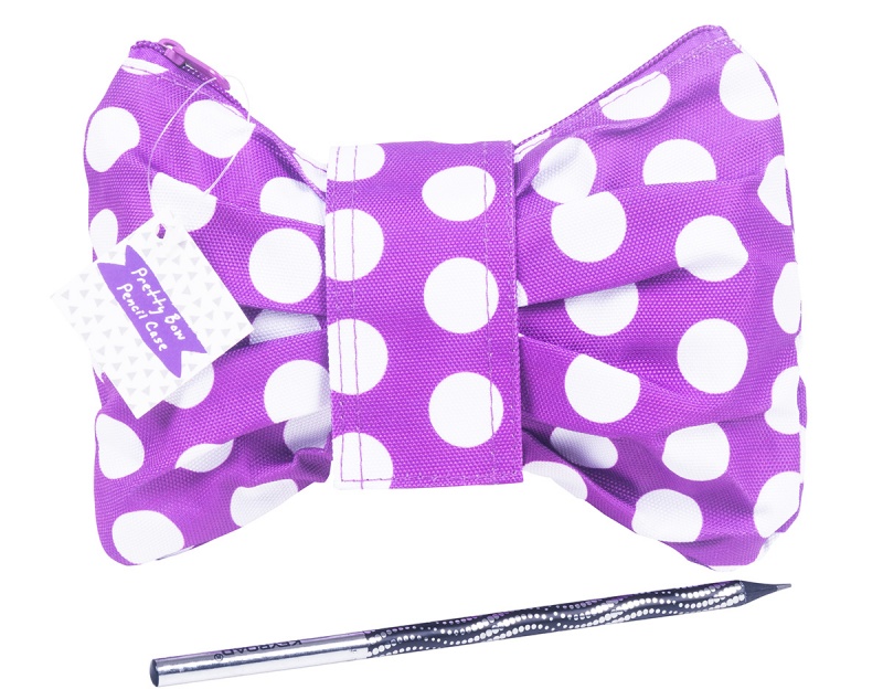 Piórnik-saszetka MEMORIS Pretty Bow, kokardka, na suwak i rzep, mix kolorów