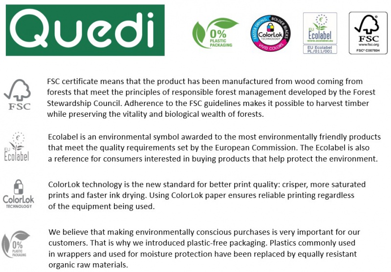 Papier ksero QUEDI ESSENTIAL A4, A4, klasa C, 80gsm, 500ark.