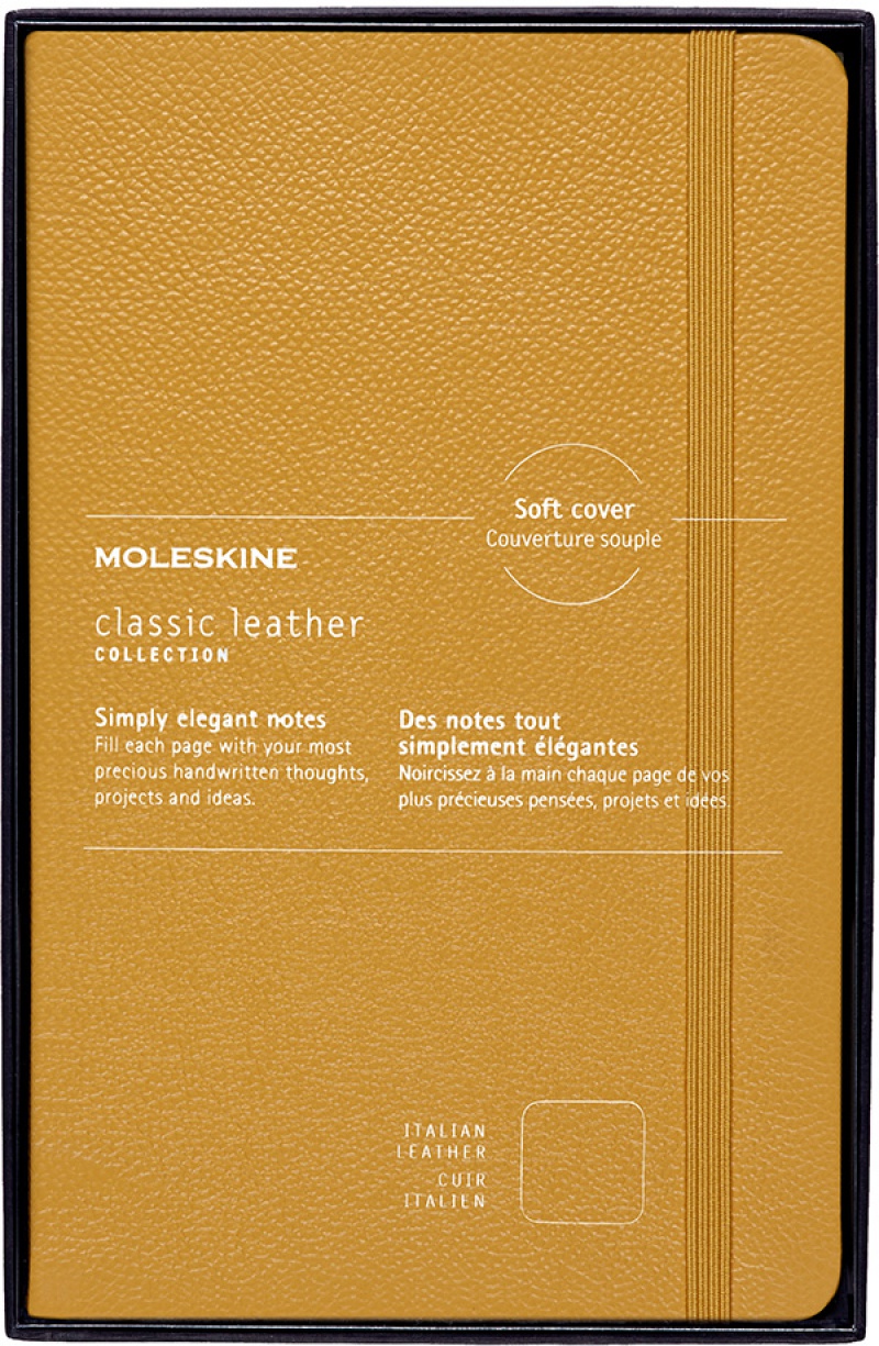 Notes MOLESKINE Classic edycja limitowana, miękka oprawa skórzana L, 13x21 cm, w linie, żółty