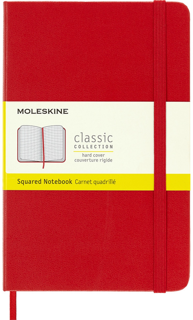 Notes MOLESKINE Classic M, 11,5x18 cm, w kratkę, twarda oprawa, scarlet red, 208 stron, czerwony