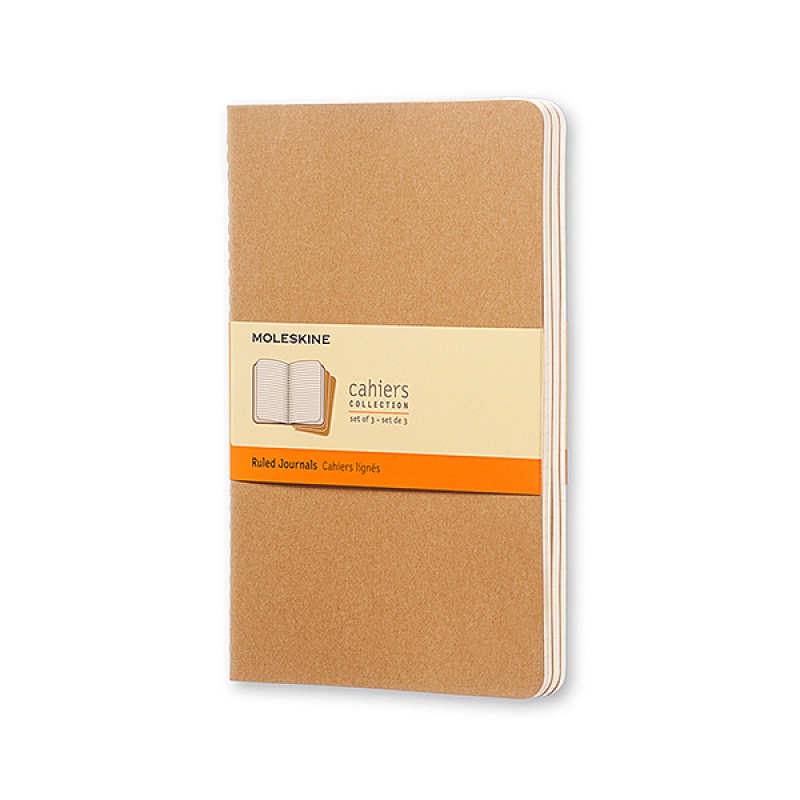 Zestaw 3 zeszytów MOLESKINE Cahier Journals L (13x21cm), w linie, 80 stron, piaskowy