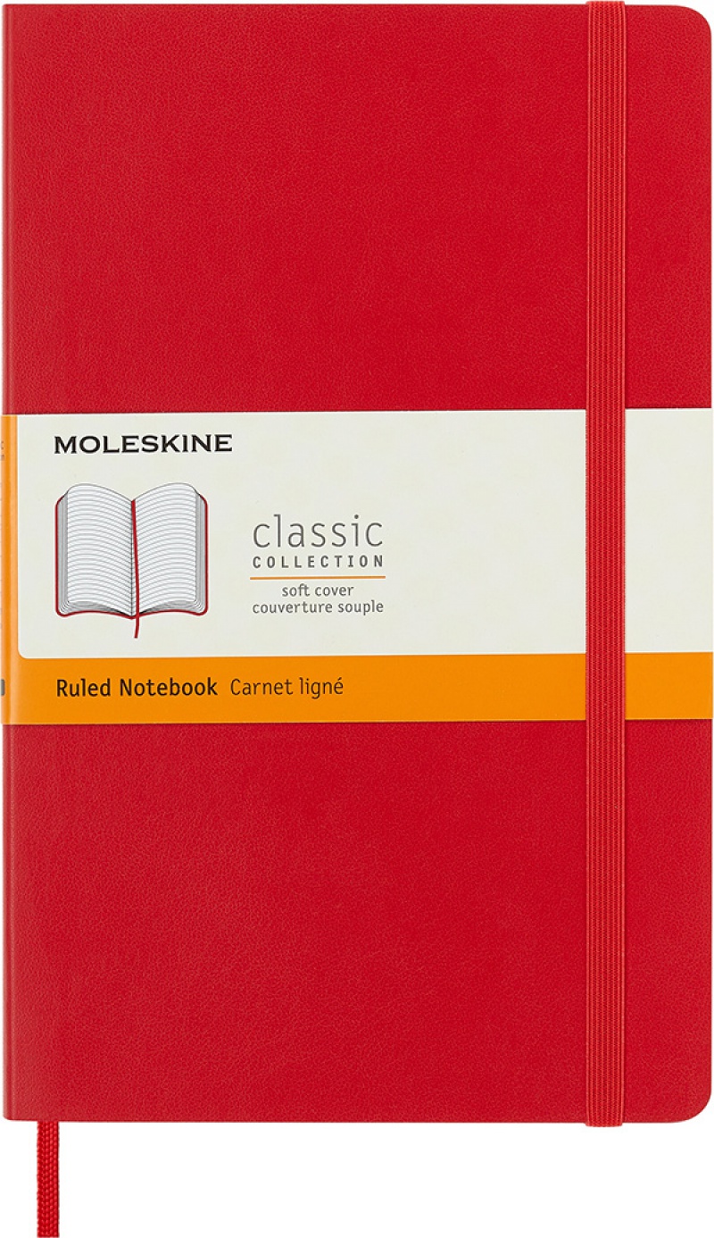 Notes MOLESKINE Classic L, 13x21cm, w linie, miękka oprawa, 192 strony, czerwony