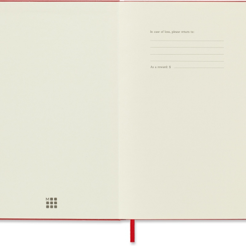 Notes MOLESKINE Classic L (13x21cm) w kratkę, twarda oprawa, 240 stron, czerwony