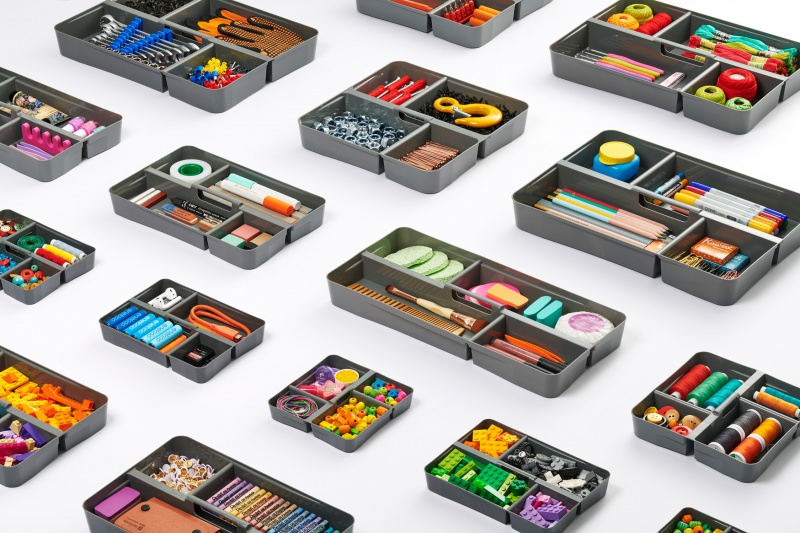 Pojemnik do przechowywania ORPLAST, Insert Box, 12,5l, z rączką, z klipsami, transparentny grafit