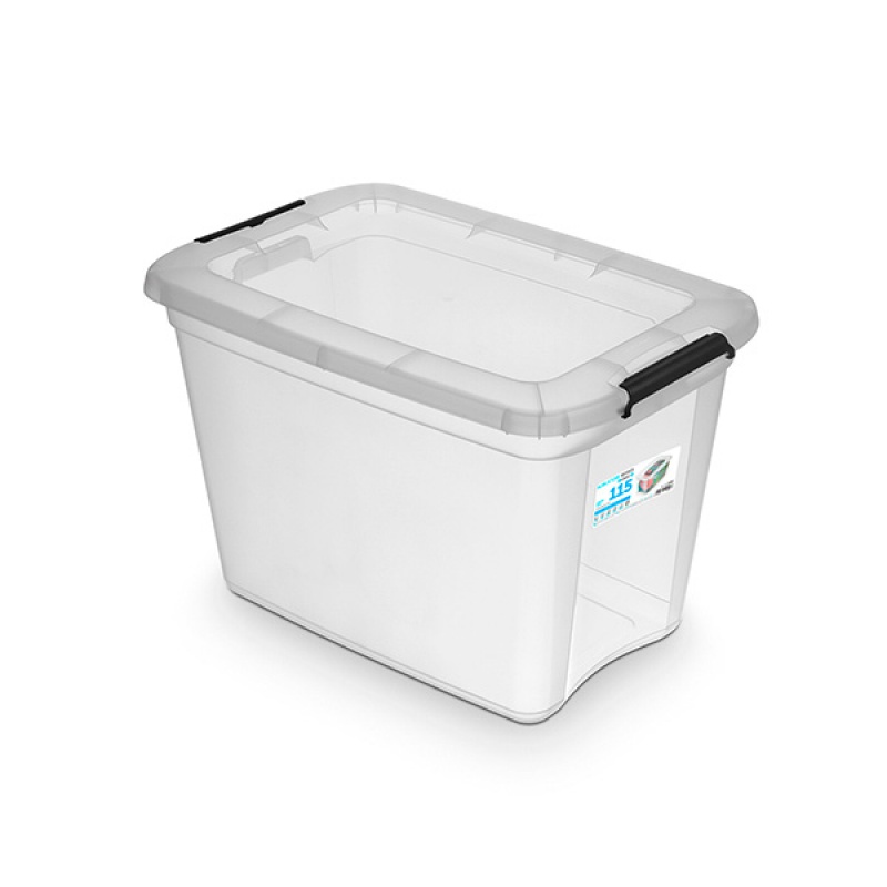 Pojemnik do przechowywania ORPLAST, RobuStore, 115l, z klipsami, transparentny mleczny